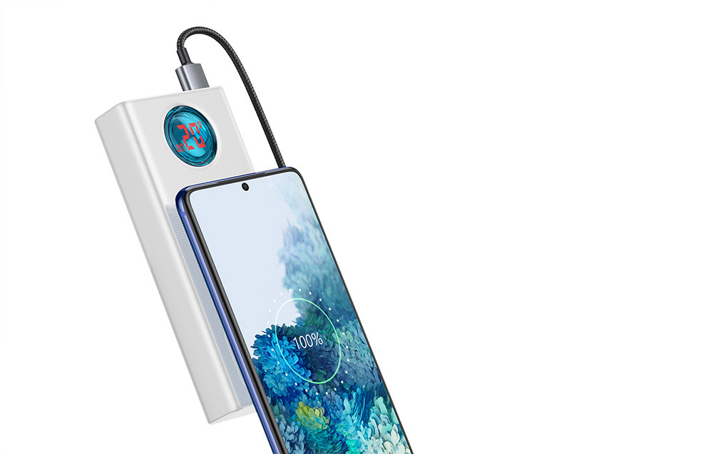 Prijenosni punjač BASEUS 30.000mAh 65W Powerbank bijeli, punjenje telefona